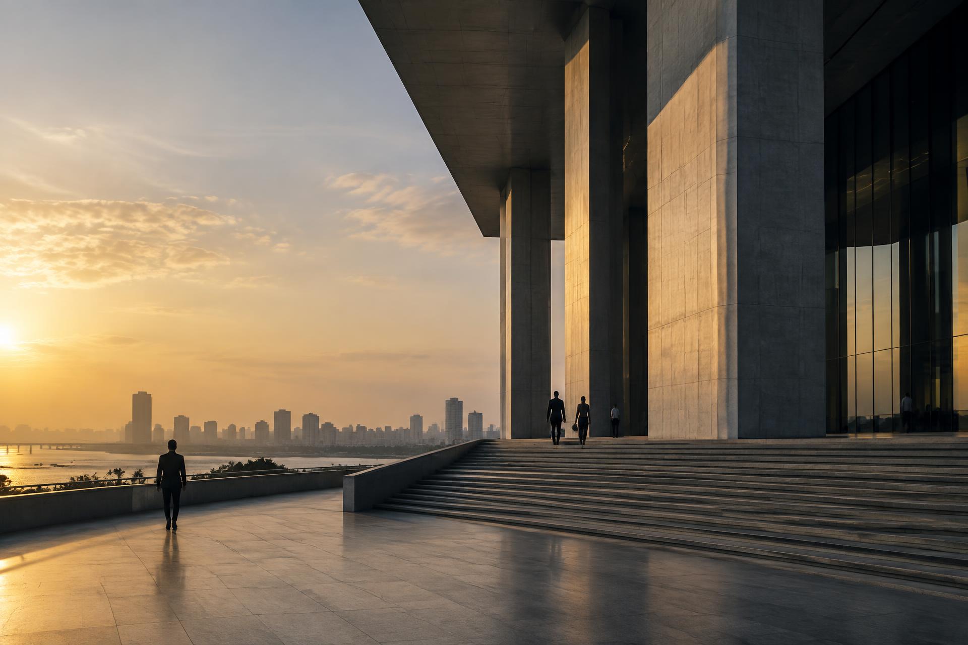 Monumental modern architecture overlooking Lagos